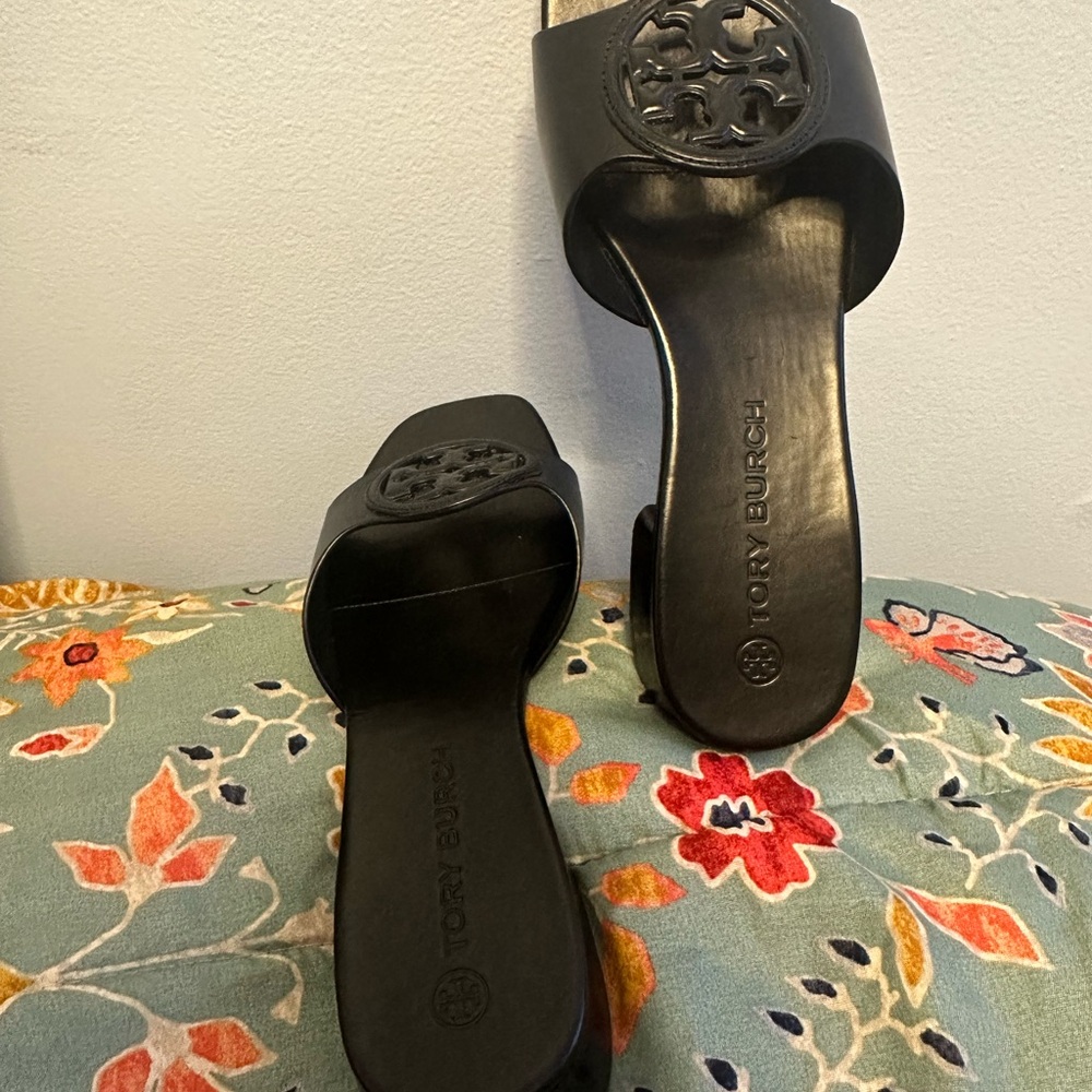 Tory Burch Black Logo Sandals - Picture 2 of 4